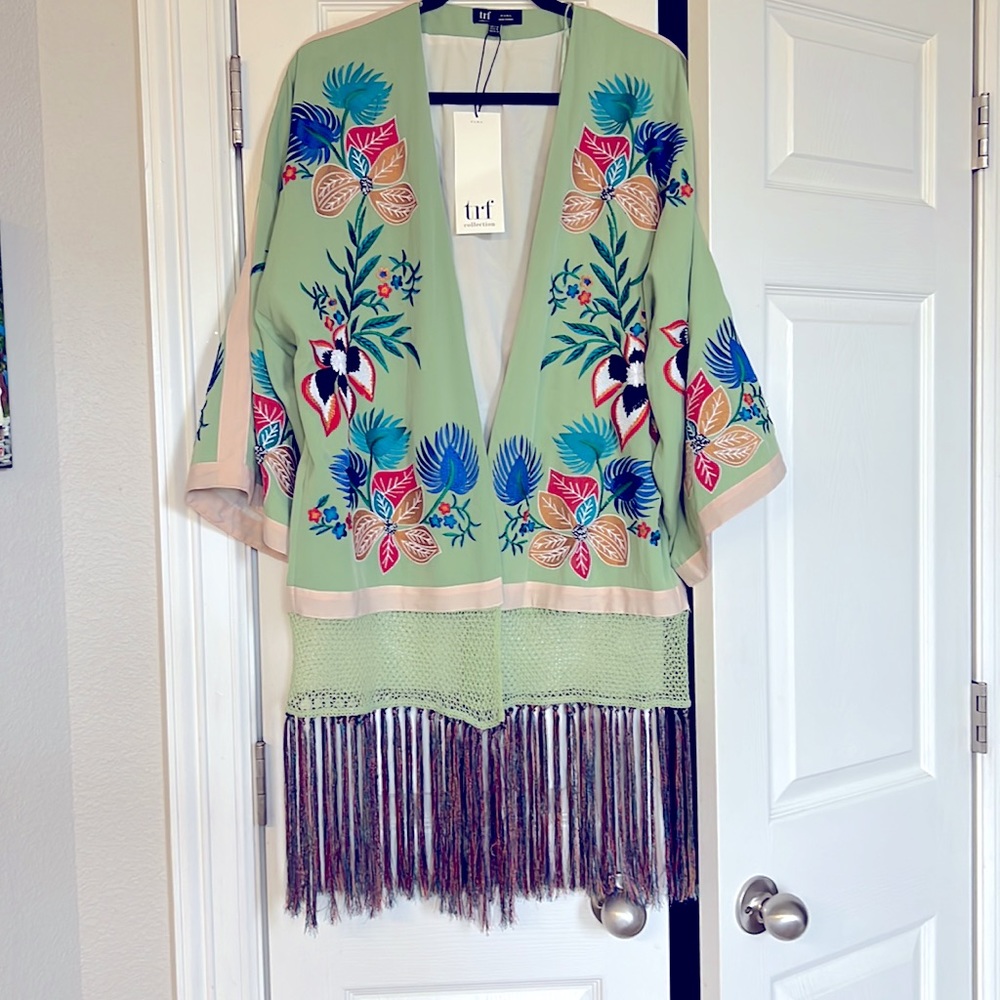 Zara Embroidered Fringe Kimono - Picture 6 of 14